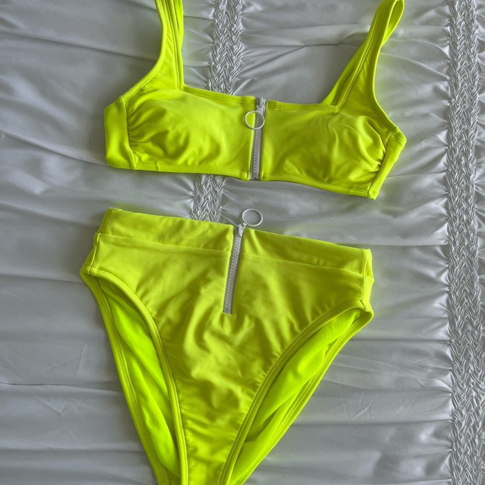 Neon green bathing suit